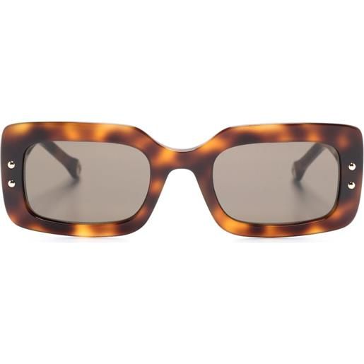 Carolina Herrera occhiali da sole squadrati con effetto tartarugato - marrone