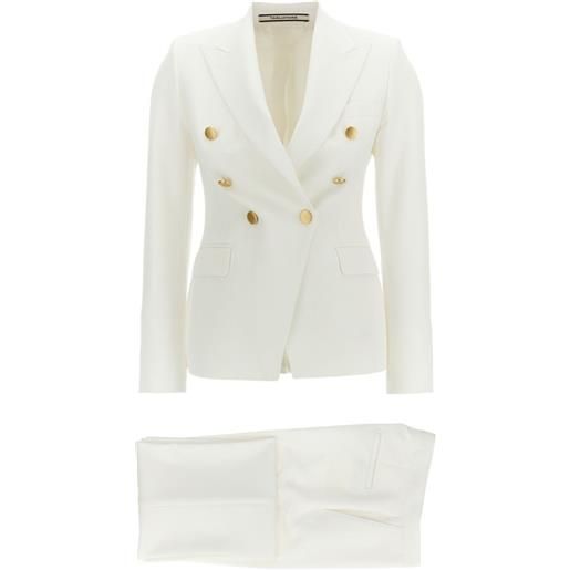 Tagliatore completo t-alicya doppiopetto con revers a lancia - bianco