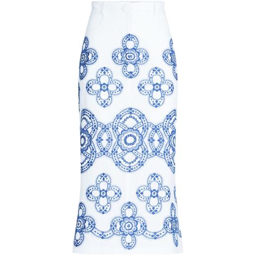 Silvia Tcherassi gonna con ricamo a fiori - bianco