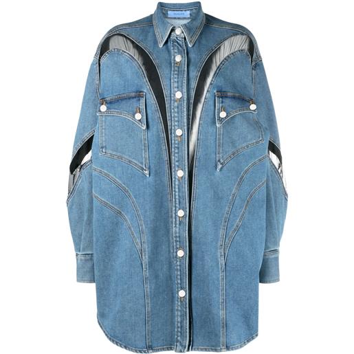 Mugler camicia denim con inserti - blu