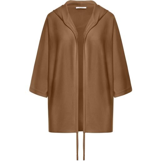 Max Mara cardigan lungo in lana con cappuccio - marrone