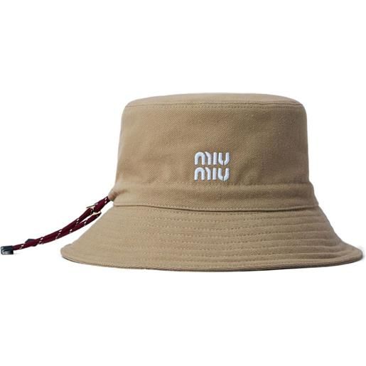 Miu Miu cappello bucket con logo - toni neutri