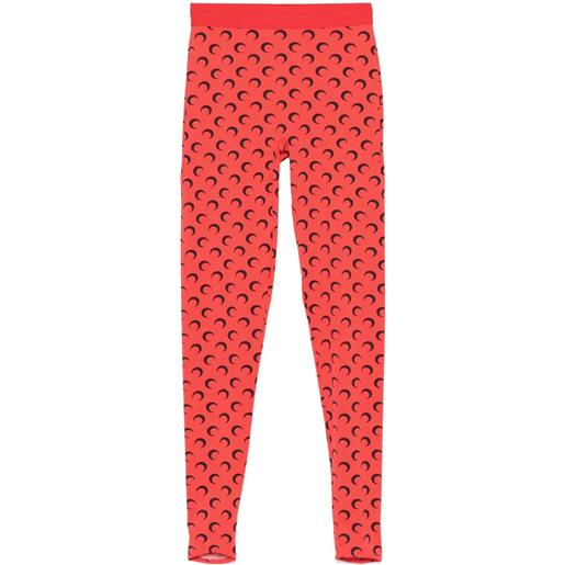 Marine Serre leggings con stampa moon - rosso
