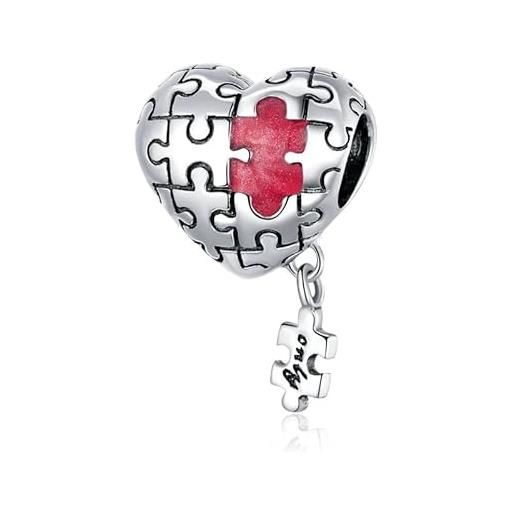 LES FOLIES DI PAOLA GRIECO charm cuore amore amicizia pezzo di puzzle dolce metà in argento 925 - les folies per pandora