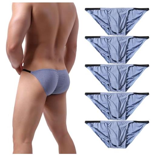 Summer Code slip uomo, mutande maschili, intimo tessuto morbido, underwear vita bassa, pacco da 2 / pacco da 5, colori assortiti, bianco, nero, grigio, blu