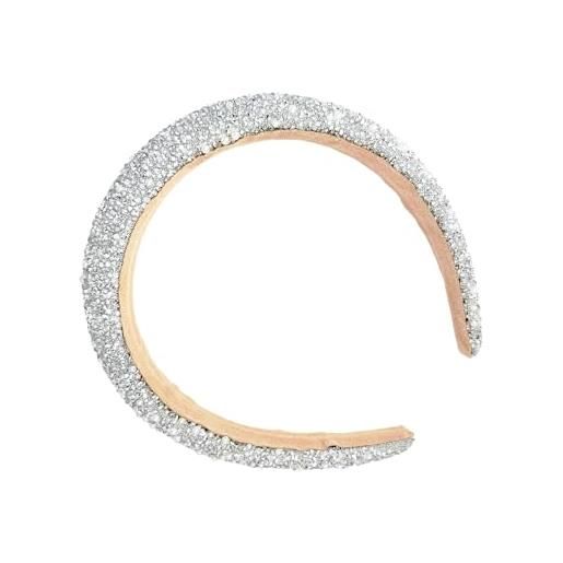 Bliceon fascia per capelli in argento con strass scintillanti, per le donne, ampia fascia per capelli, per matrimoni, addio al nubilato, feste e festival, accessori per capelli da donna