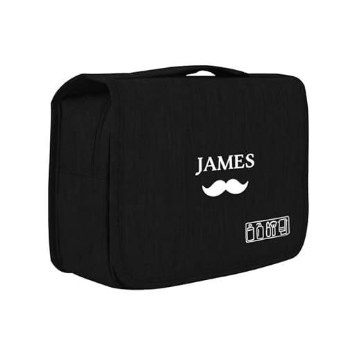 LoLaTide beauty case da viaggio borsa da toilette da appendere personalizzata per uomo e donna borsa da viaggio per toilette con logo e nome (nero)