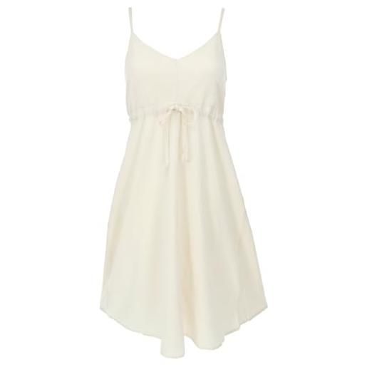 GURU SHOP abito da donna in cotone tinta unita casual, bianco naturale, 46