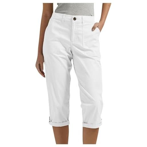 Mfhmom pantaloni capri donna estivi con pulsanti, elasticizzati, leggeri, casual, eleganti, orlo arrotolato, cropped con tasche, pantaloni estivi corti, pantalone cargo, pantalone da lavoro