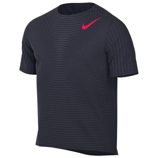 Nike maglia da running a manica corta dri-fit adv aeroswift - uomo, obsidian/bright crimson, hj3377-451, xl