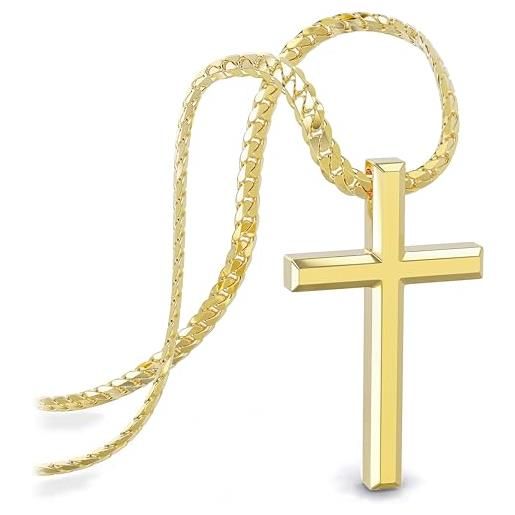 COOLSTEELANDBEYOND Acciaio Inossidabile Gesù Cristo Ciondolo Collana da Uomo, con Catena del Grano 75CM