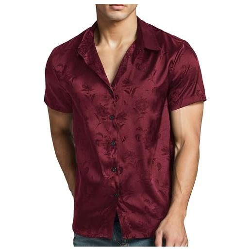 Real Estate Camicia Seta Uomo Maniche Corte Camicia A Maniche