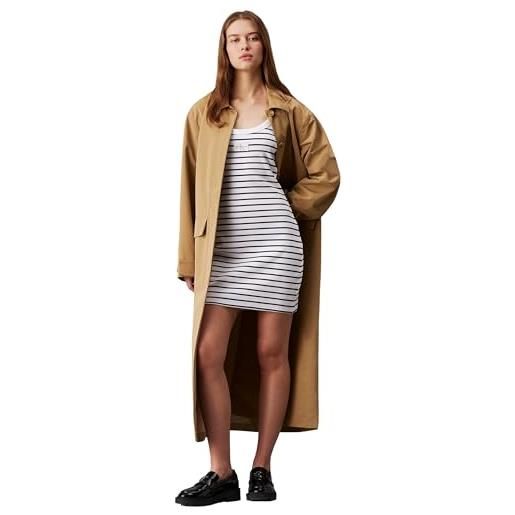 Calvin Klein jeans donna abito tank dress estivo, multicolore (ck black/bright white striped), l