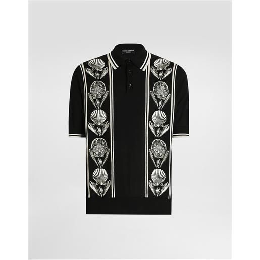 Dolce & Gabbana maglia polo in seta rasata con intarsio