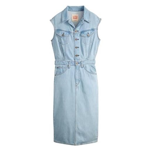 Levi's iconic sleeveless dress vestito casual, avvolto in blu, xs donna
