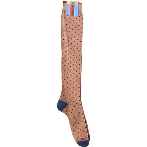 GALLO calze lunghe uomo cotone beige fantasia pois