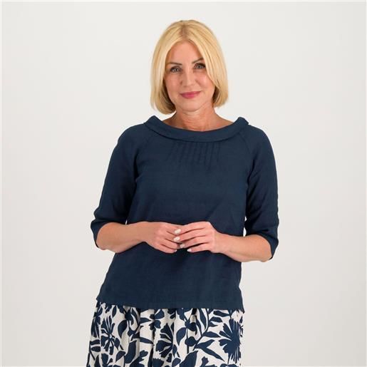 EVA Franco Ciambella blusa in 100% lino con maniche al gomito