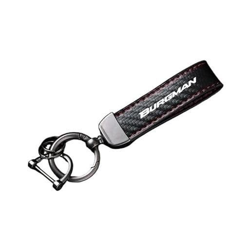 GXTCJDM portachiavi per moto portachiavi portachiavi adatto per an200 an250 an400 an650 accessori in fibra di carbonio in pelle burgman(red)
