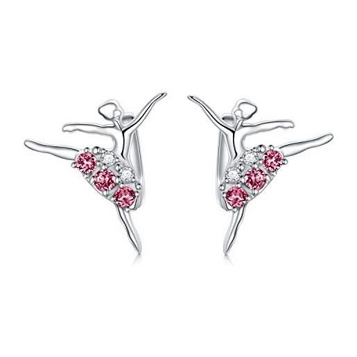 Orecchini Da Ballerina Per Ginnastica In Argento 925 Con Rivestimento Epossidico, Regalo Per Bambine In Elegante Confezione