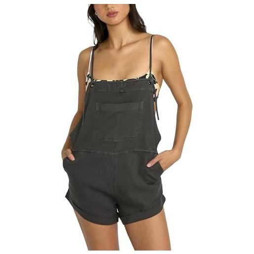 Billabong wild pursuit cotton twill blend romper tutina, bianco sporco/marrone, small donna