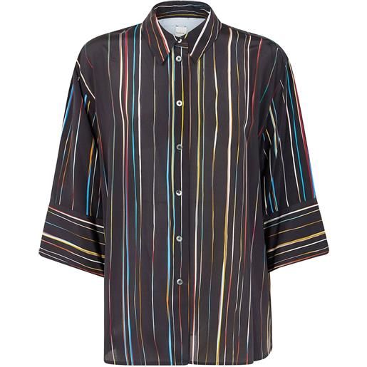 Paul Smith camicia signature stripe in seta - blu