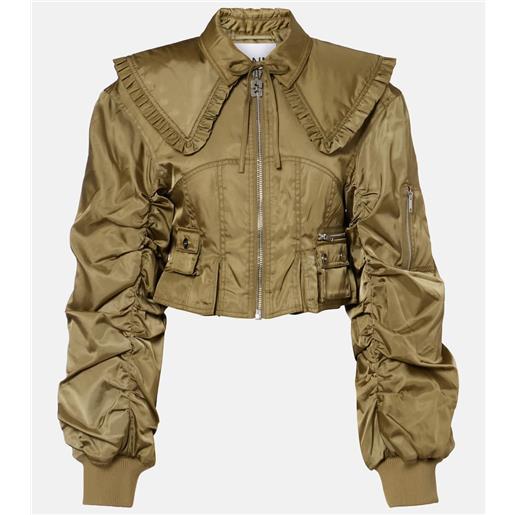 Ganni bomber cropped con ruches