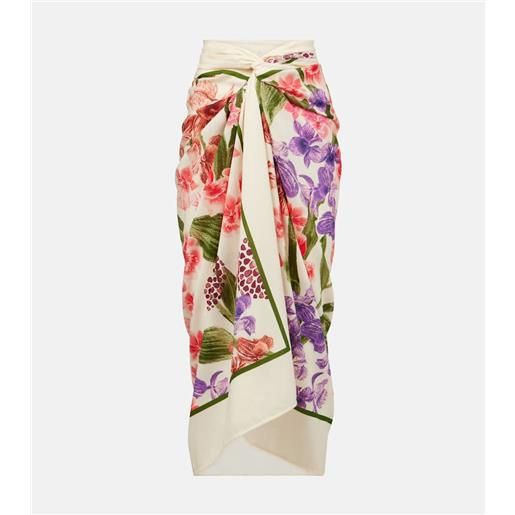 Agua by Agua Bendita pareo in cotone e seta con stampa floreale