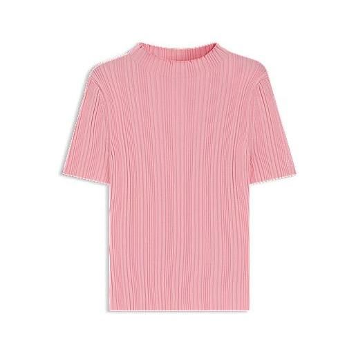 HUGO maglione a coste irregolari con collo a lupetto, rosa chiaro