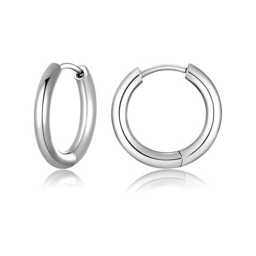 Orecchini A Cerchio Con Doppio Giro Di Zirconi Bianchi Chiusura A Scattino Placcati Oro Bianco In Argento 925 - Foto 12