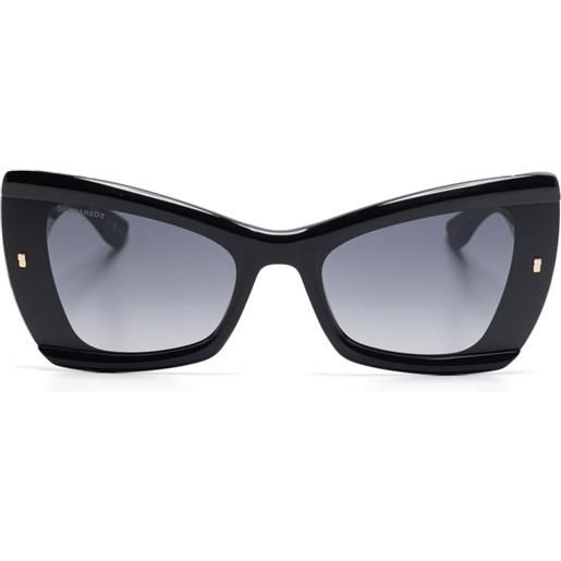 DSQUARED2 EYEWEAR occhiali da sole cat-eye con placca logo - nero