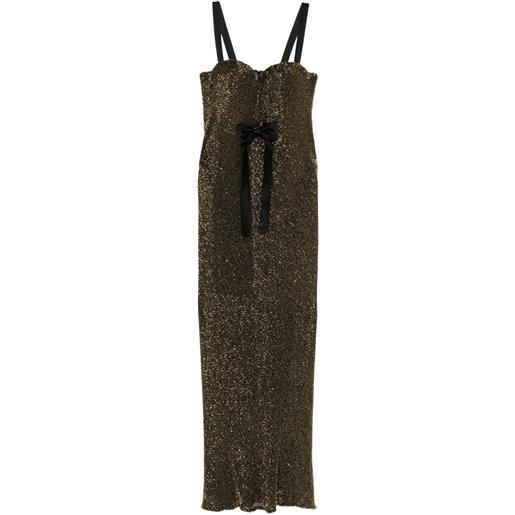 SILK LOVE & LACE abito lungo in seta con paillettes - oro