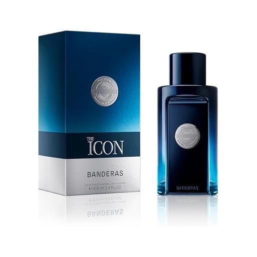 Banderas the icon, eau de toilette spray per uomo, fragranza ambra legnosa, 100 ml