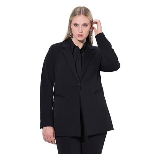 Ulla Popken blazer di comodo jersey elasticizzato con taglio svasato e revers blu notte scuro 42+ 812754133-42+