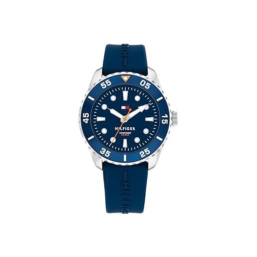 Tommy Hilfiger orologio con movimento al quarzo a tre lancette per i giovani con cinturino in silicone blu - 1720047, navy blue
