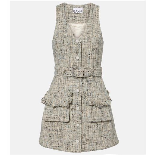 Ganni miniabito in tweed con cintura