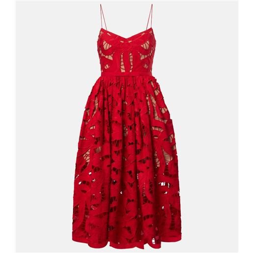 Self-Portrait abito midi bow in lino e cotone