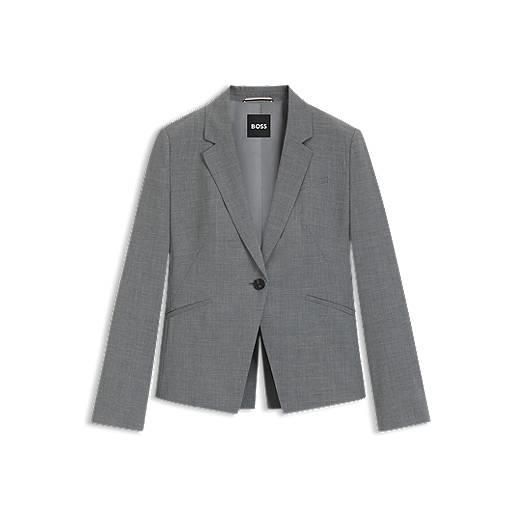 BOSS blazer slim fit in lana vergine mélange, grigio