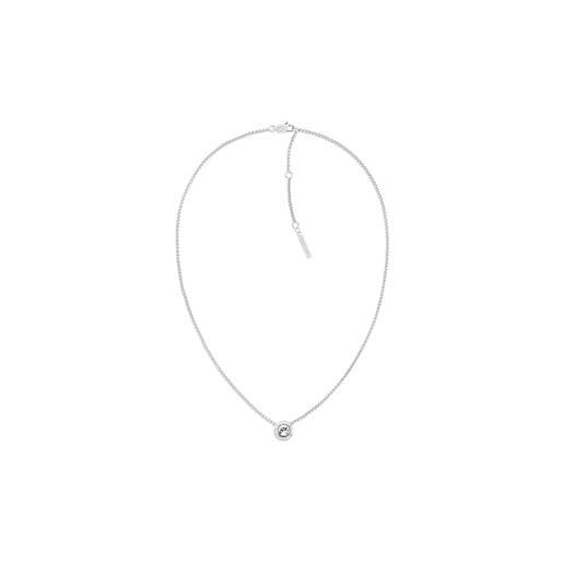 Calvin Klein collana in acciaio inossidabile da donna collezione twisted bezel solitaire con un charm embellito con cristalli - 35000769
