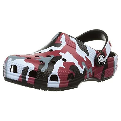 Crocs classic camo kids clog 207594, ciabatte, black/red, 29 eu