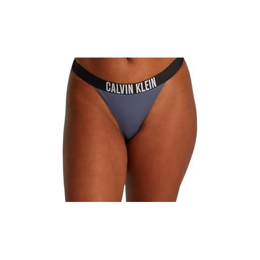 Calvin Klein donna slip bikini brazilian con fascia con logo, blu (grisaille), xl