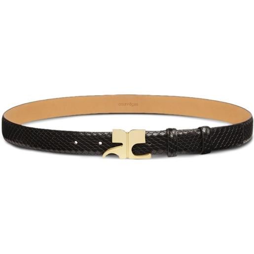 Courrèges cintura viper con effetto pelle di serpente - nero
