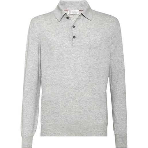 Brunello Cucinelli polo a maniche lunghe - grigio