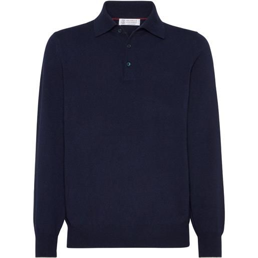 Brunello Cucinelli polo a maniche lunghe - blu