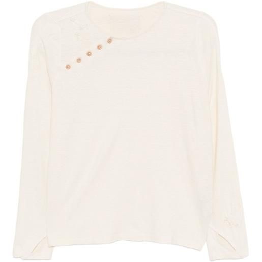 Kinyan Lam top in cotone con scollo obliquo - toni neutri