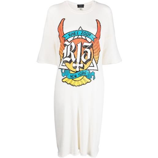 R13 abito modello t-shirt con stampa - toni neutri