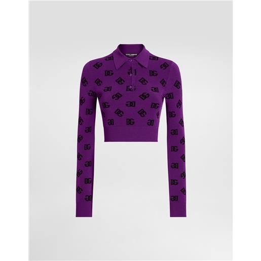 Dolce & Gabbana polo a manica lunga in viscosa jacquard