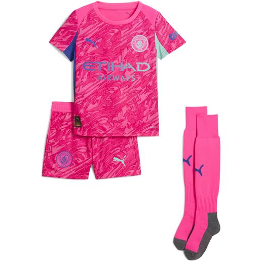 PUMA mini kit da portiere manchester city 25/26 per bambini, abbigliamento, rosa, 4-5y
