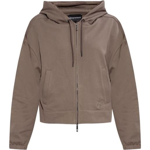 Emporio Armani felpa con logo ricamato e zip - marrone