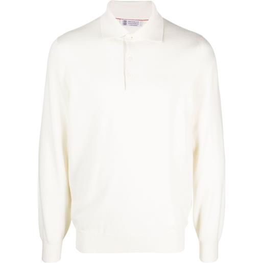 Brunello Cucinelli polo a maniche lunghe - bianco