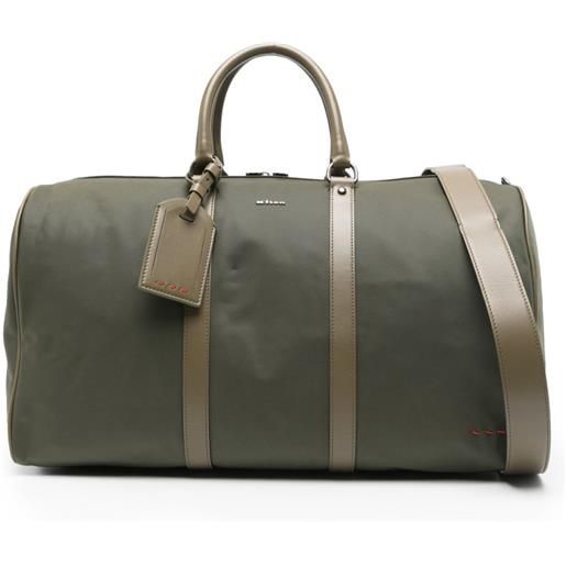 Kiton borsa con placca logo - verde
